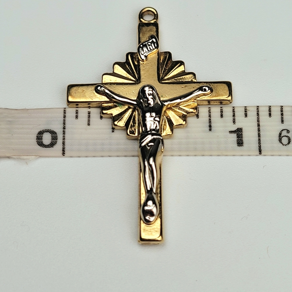 Vintage Uncas 14K GE Lind Crucifix Cross Pendant - 5/16th inch - Picture 4 of 8